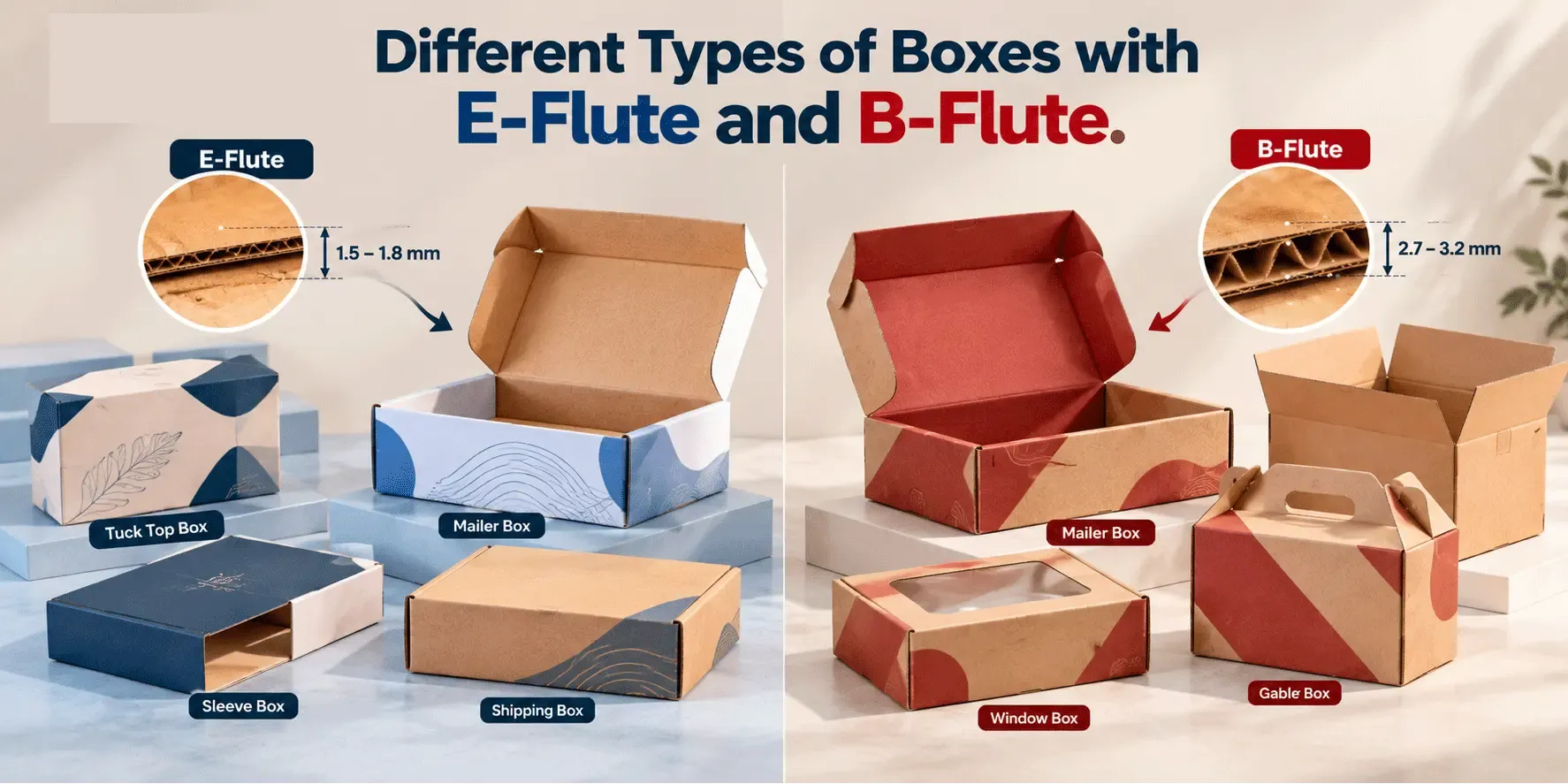 B flute corrugated mailer boxes for candle jars, gift sets, electronics, and shipping protection